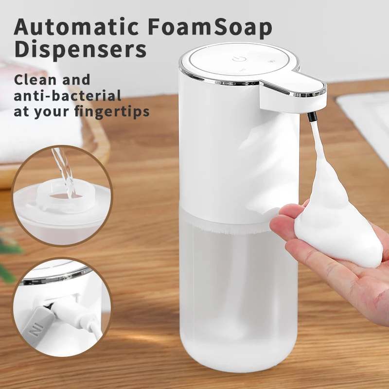 

New Wall Mounted Automatic Soap Dispenser Foam Smart Hand Washing Machine 380ml Liquid Rechargeable Bathroom Induction Sensor