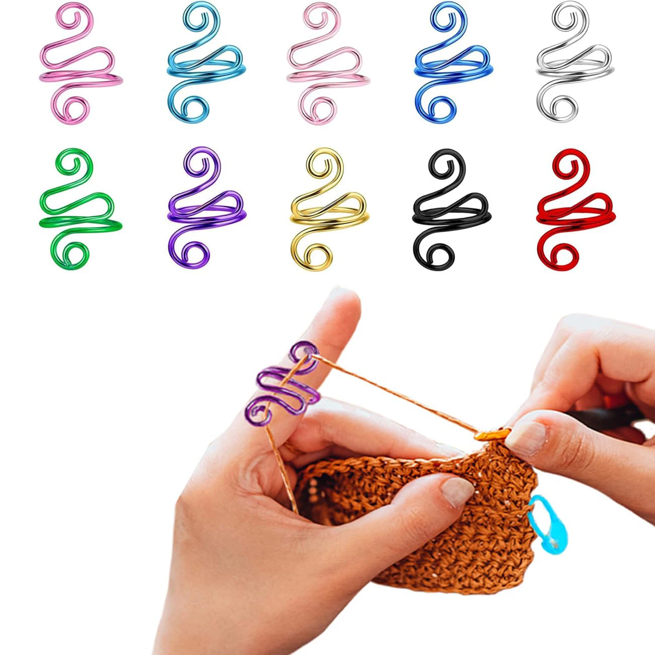 3PCS Adjustable Crochet Tension Rings for Yarn Control, Left & Right Handed Knitters, Crochet Finger Guard Gift for Moms, Silver