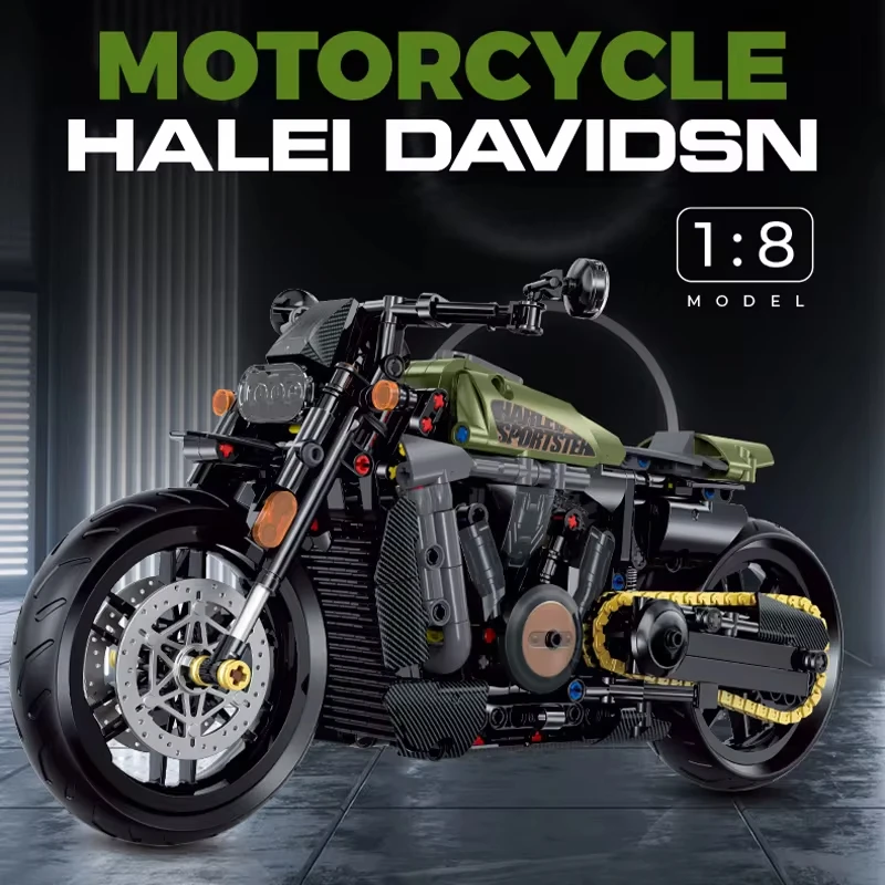 Bloques de construcción técnicos para motocicleta Duke Harleys, locomotora, modelo Racer, montaje de vehículo, ladrillos, juguete, regalos para niños, 634 Uds.