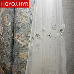 European Top 3D Embossed Stereo Jacquard Blackout Curtains For Living Room Bedroom Windows High Quality Custom Kitchen Curtains