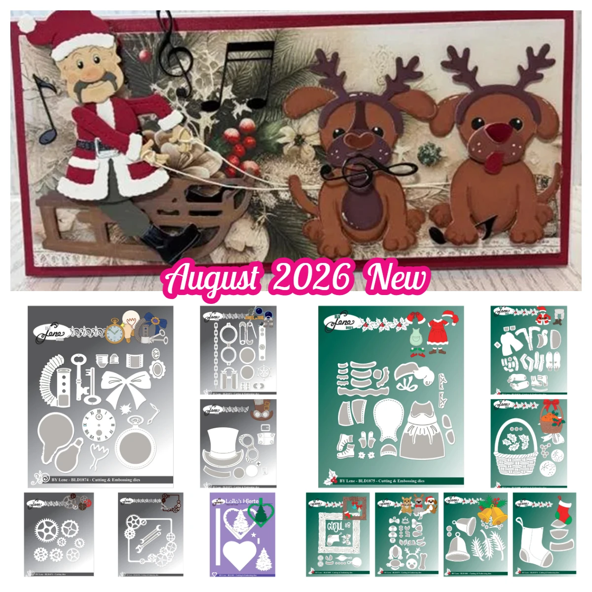 Agosto de 2026 por Lene Conjunto de 13 Cortadores de Papel Natal Steampunk Engrenagem Sino Coração Meia para Scrapbook, Criação de Cartões, Artesanato DIY e Decoração