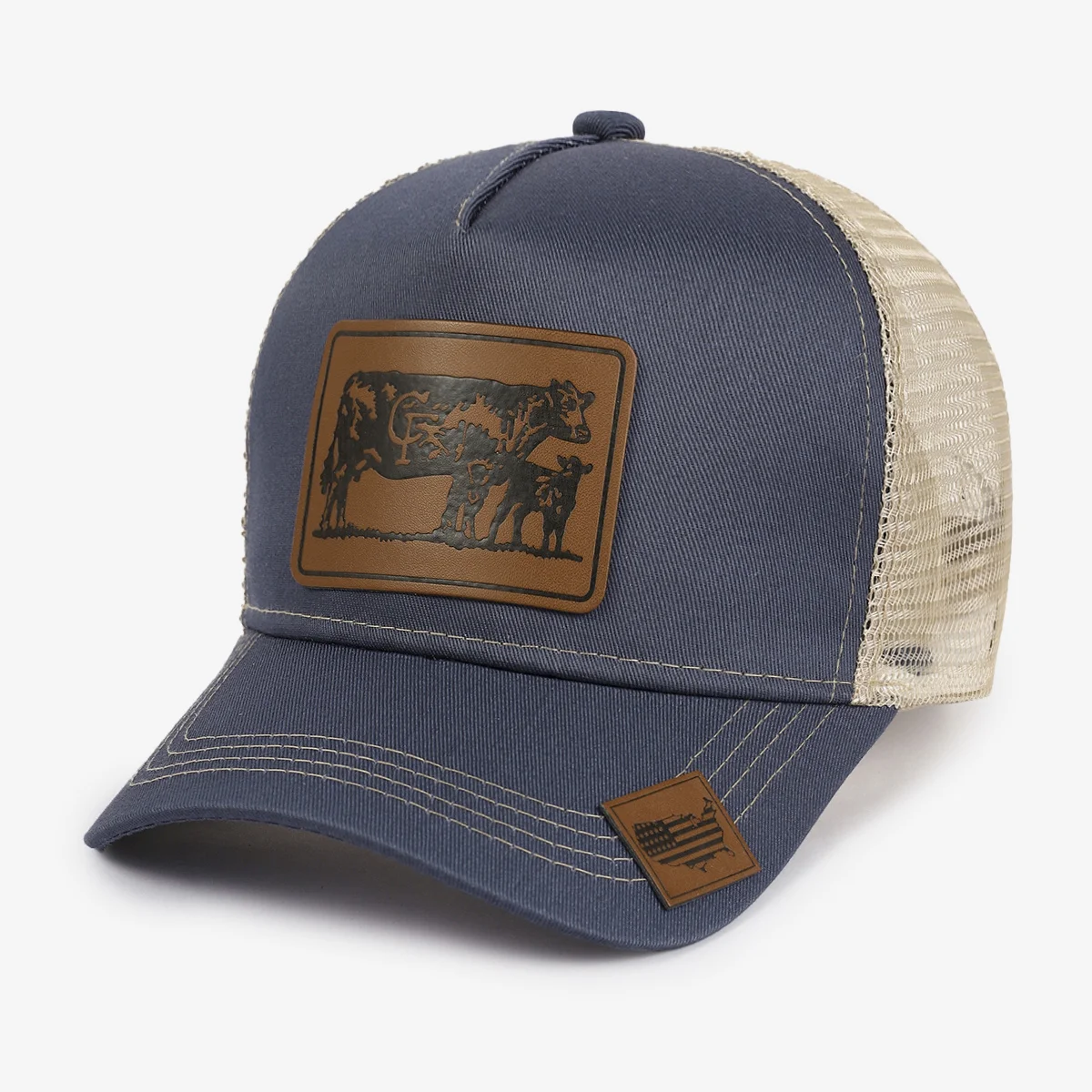 

Color Block Mesh Baseball Cap with Cow Print & Patch Label Adjustable Breathable Dad Hat for Outdoor Cycling Travel Sun