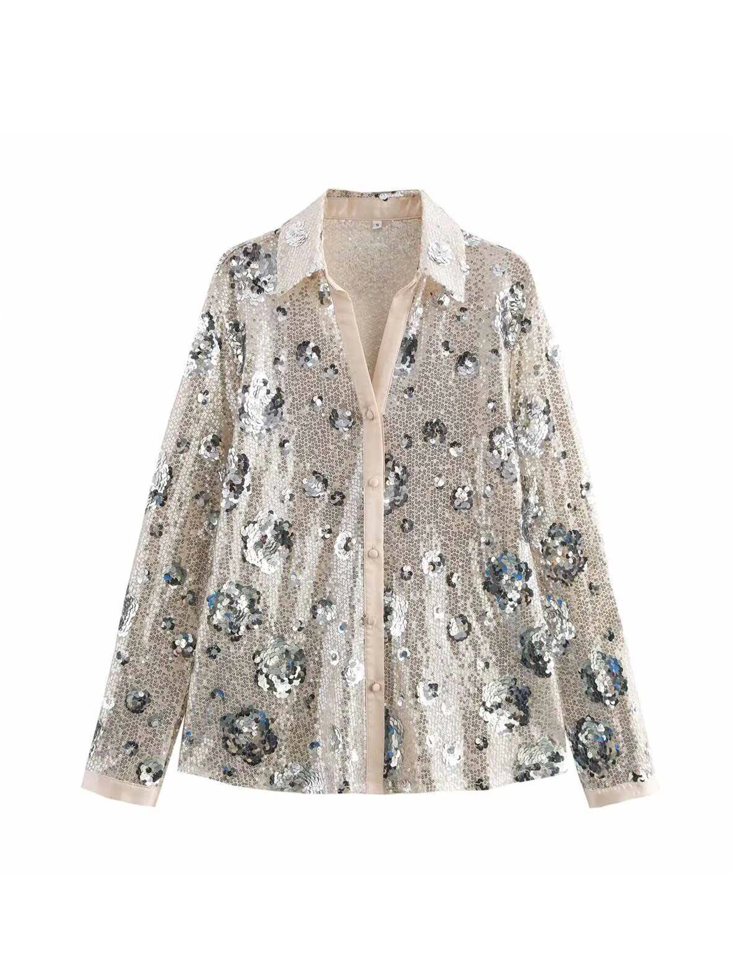 

Женские рубашки и блузки с длинными рукавами и блестками, винтажные эстетические элегантные рубашки поло 90-х годов Y2k 2000-х годов, шикарная одежда, осень 2025 г.