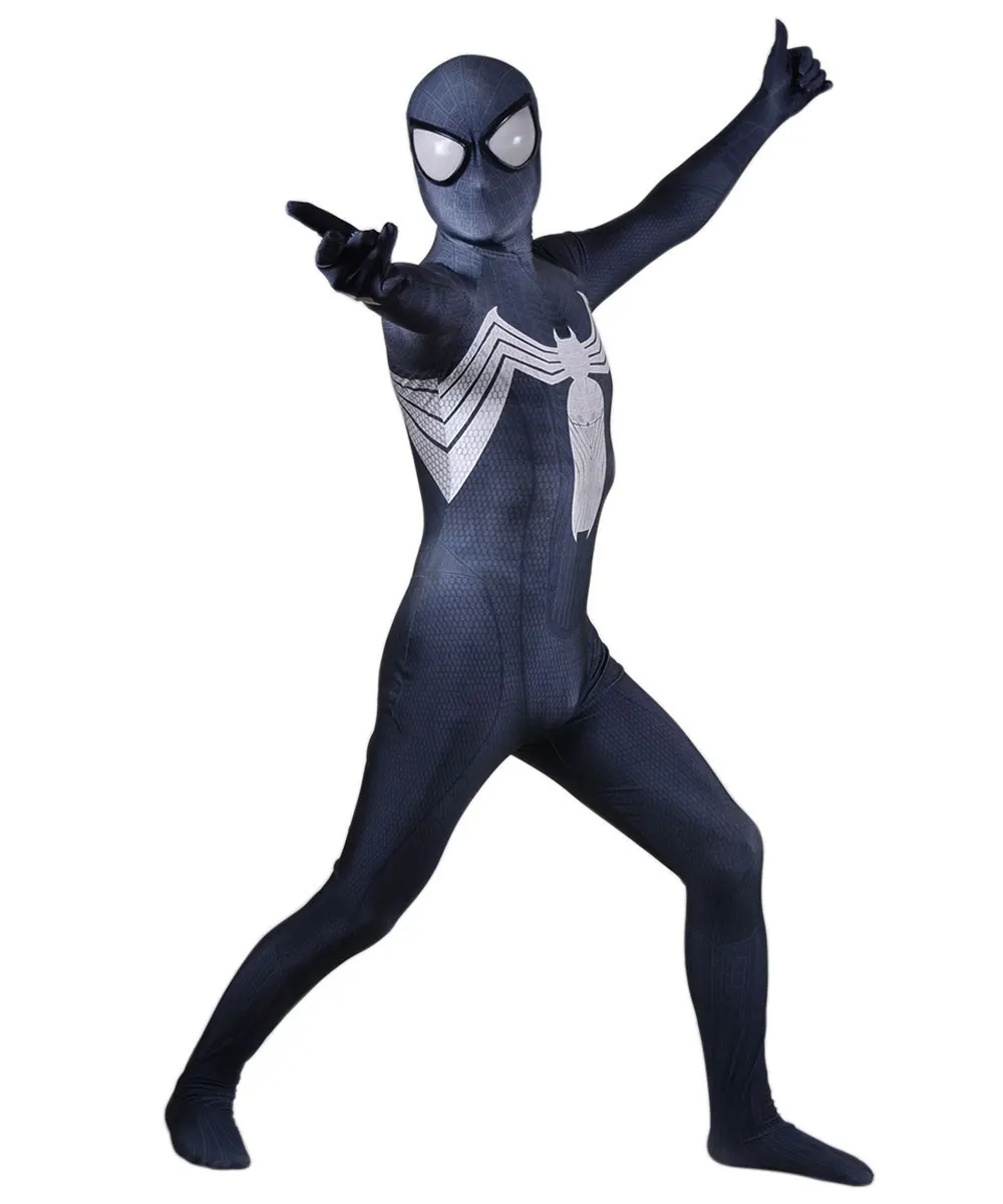 

Halloween Adults Black Spidercosplay Costume Venom Symbiote SuperHero Zentai Suit Men Boys Male Bodysuit