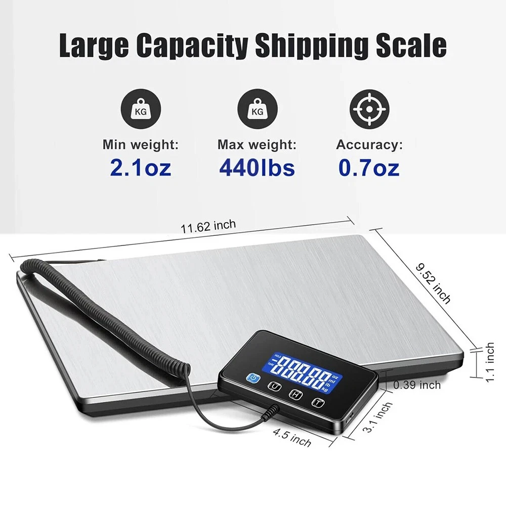 440lbs Digital Shipping Scale with Timer Tare Function HD LCD Screen Portable Package Postal Scale for Home Post Office