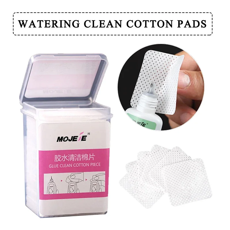 1 상자 200개 면 물티슈 일회용 보풀 없는 종이 속눈썹 연장 접착제 제거 패드 청소용 물티슈 화장품 메이크업 도구