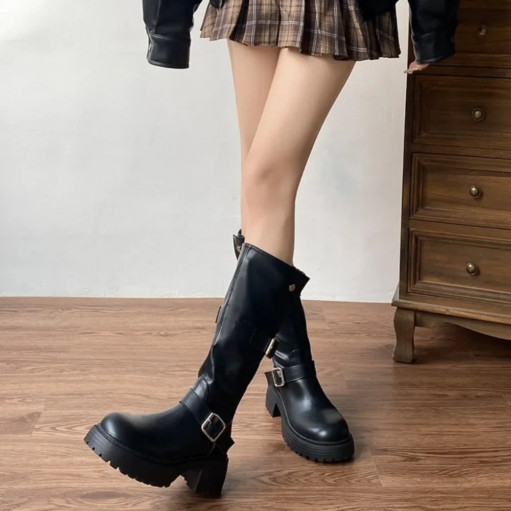 Winter Women Knight High Boots Fashion Back Zippers Ladies Elegant Platform Long Booties Short Plush Women\'s Footwear