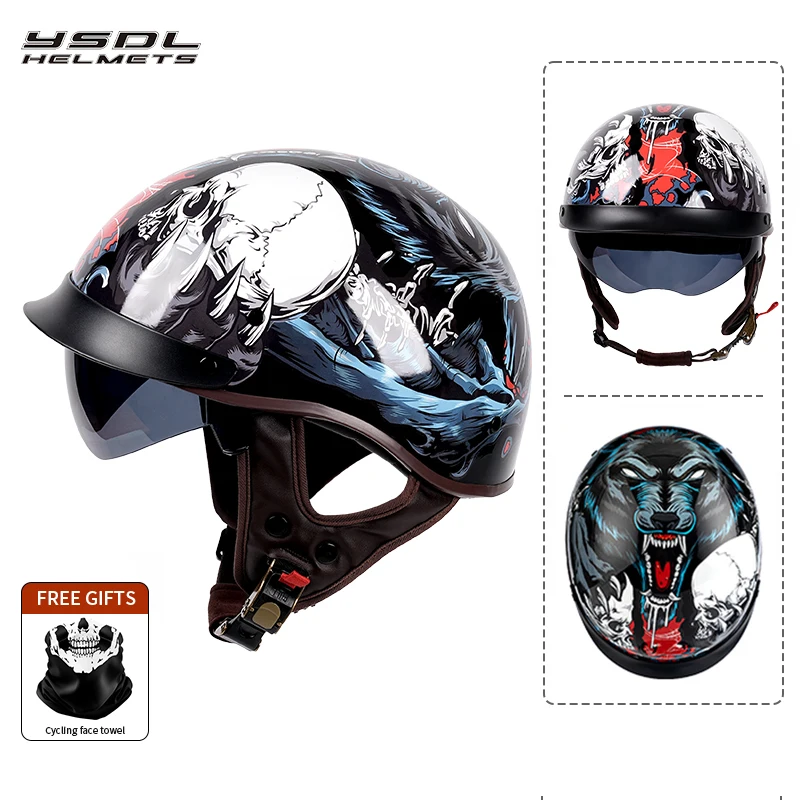 3C Certified Retro Motorcycle Helmet  Four Season Cruising Half Helmet  Men  Women Motorcycle Pedals Electric Bike Helmet