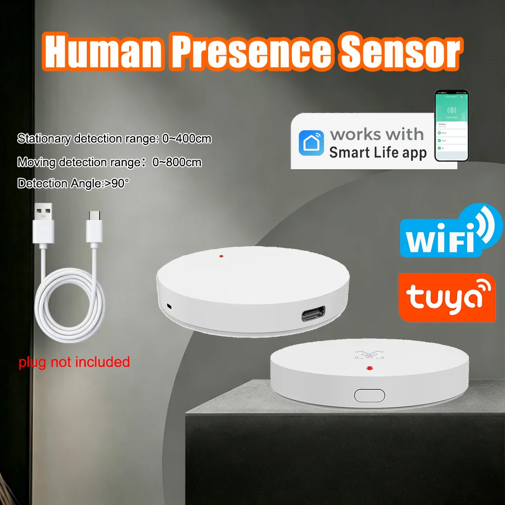Détecteur de présence humaine Tuya WiFi 3.0 24GHz MmWave, capteur de luminosité et de mouvement statique, alarme de sécurité domestique intelligente pour la domotique