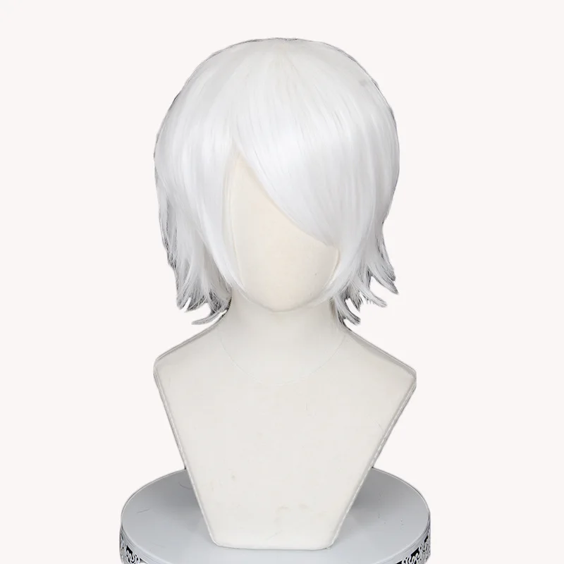 Xiu Dan Parrucca cosplay universale per capelli corti in stile giapponese Anime Frangia bianca pura con cornice per il viso Stile Ma-Nyan 013B