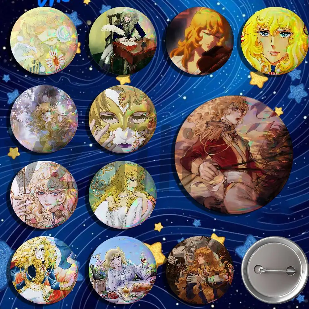 L-Lady Oscar Rose of Versailles Badges 25 32 44 58 75 mm Round Customizable Wholesale Fan goods Self-made fan freebies TH