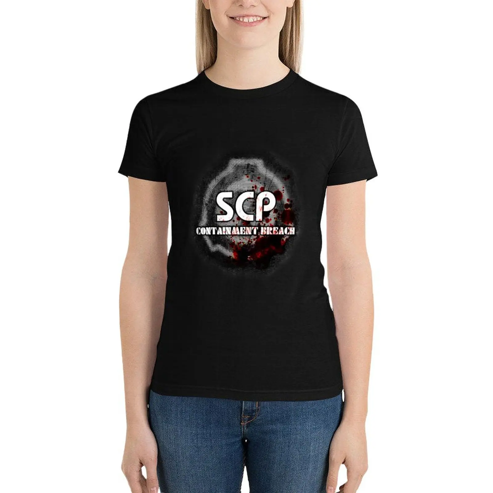 SCP Containment Breach Logo T-Shirt Short sleeve tee hippie clothes woman t shirt