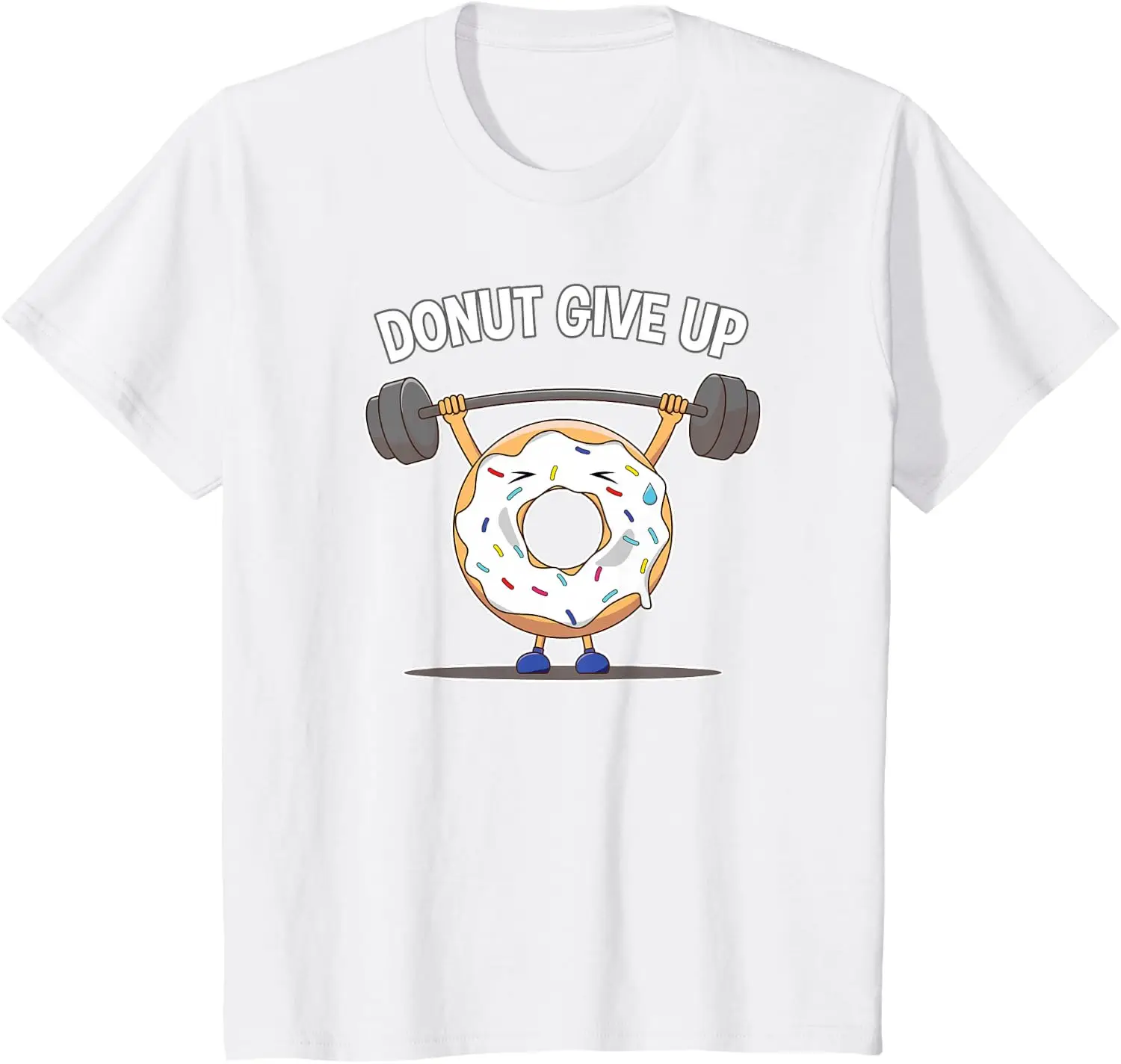 Funny Donut Give Up Weight Lifting Workout Funny Donut Gift T-Shirt Small Cotton Kid Graphic T Shirts Camiseta Streetwear