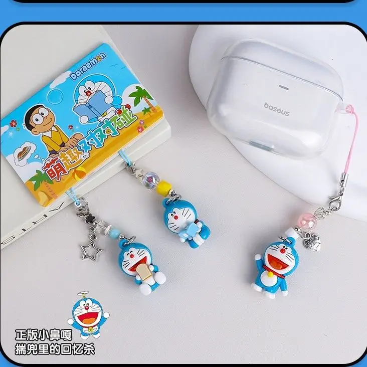 Doraemon Doll Keychain Creative Cat Pendant Phone Chain Backpack Earphone Charm Couple Key Accessory Gift view 6