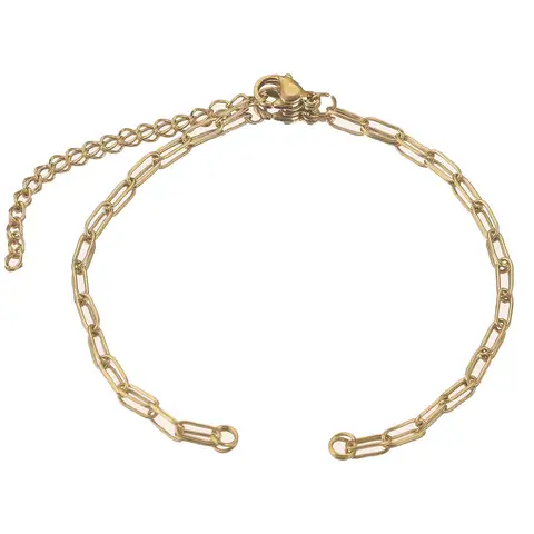 5pcs Stainless Steel 18K Gold Plated Double Jump Ring Adjustable Cuba Chain ewelry Making DIY Connector Charm Pendants Necklace