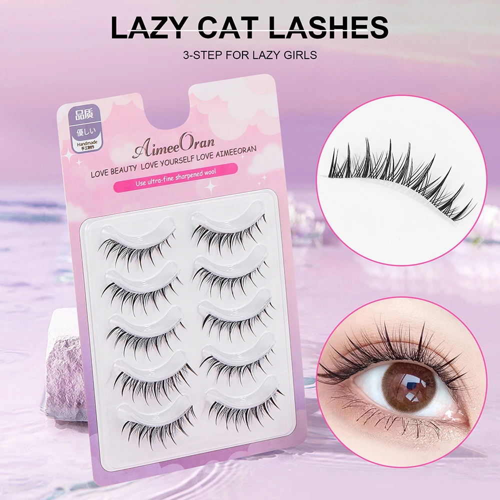 5 paires de faux cils de Style coréen, allongeant, vaporeux, bouclés, moelleux, fournitures de maquillage de mariage, cils doux et vaporeux