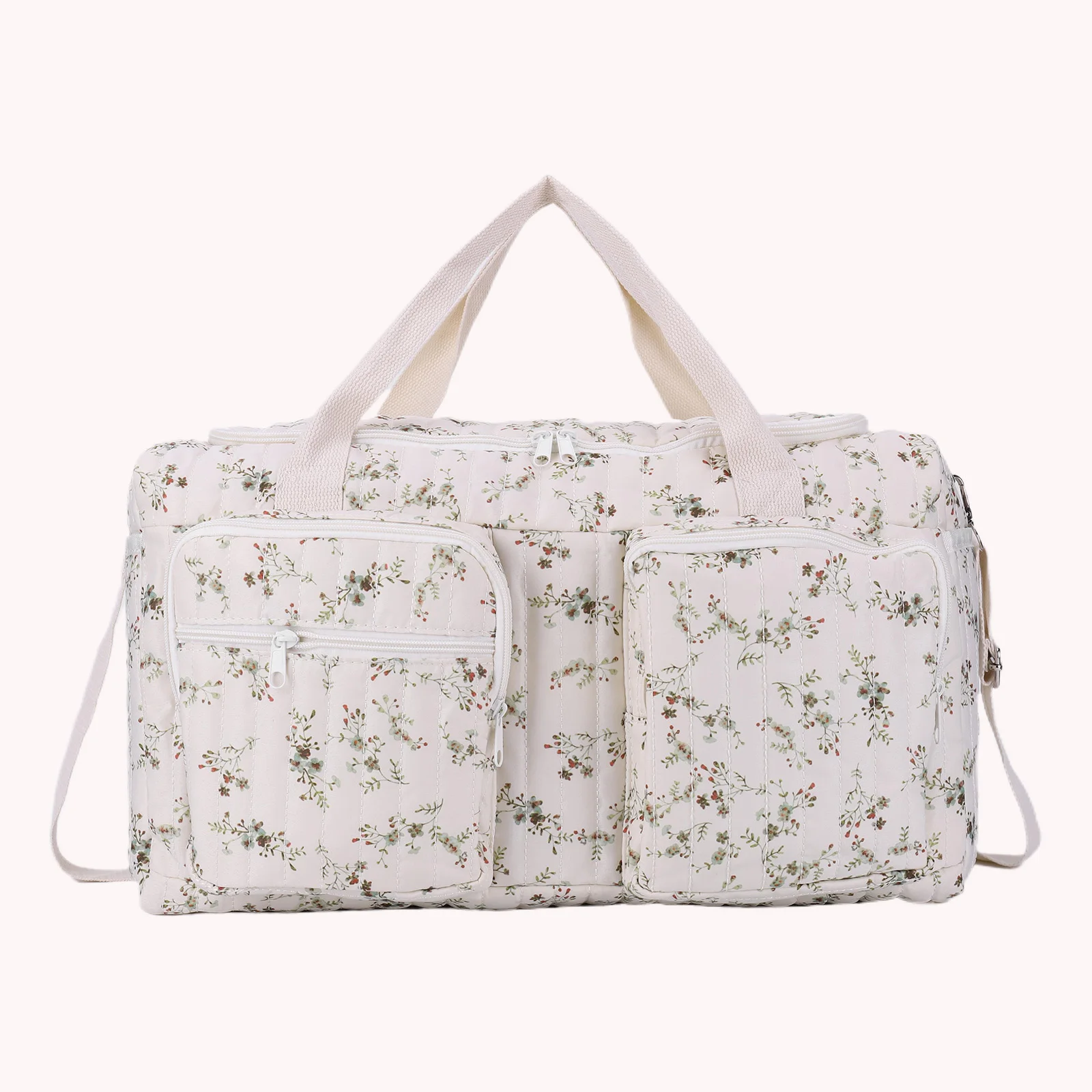 Quilted Baby Diaper Bag Large Capacity Baby Bag Cute Duffle Bag for Hospital and Weekender Travel