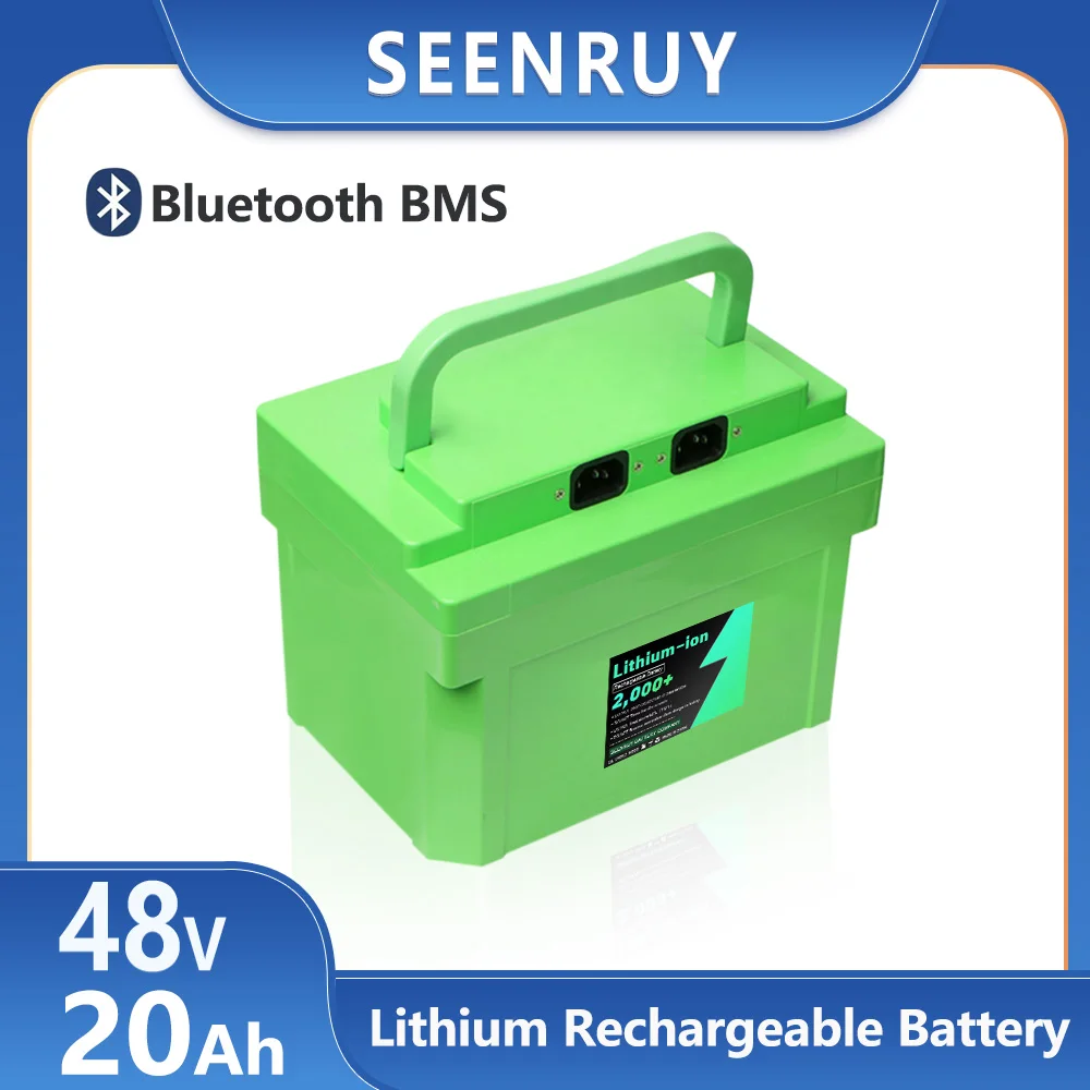 

48V 20Ah Lithium Rechargeable Battery Pack Built-in BMS Optional Bluetooth Deep Cycle for electric motorcycle + 5A Charger