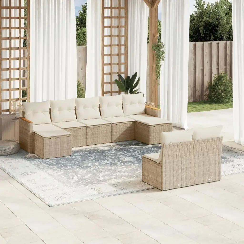 

Modular Large Beige PE Rattan Garden Sofa Set Outdoor Patio Furniture Sectional Couch