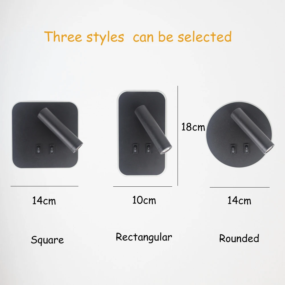 Lámpara de pared ajustable con interruptor, candelabro de lectura con rotación de 350 grados, 3W, 10W, para dormitorio, hotel, cabecera, estudio