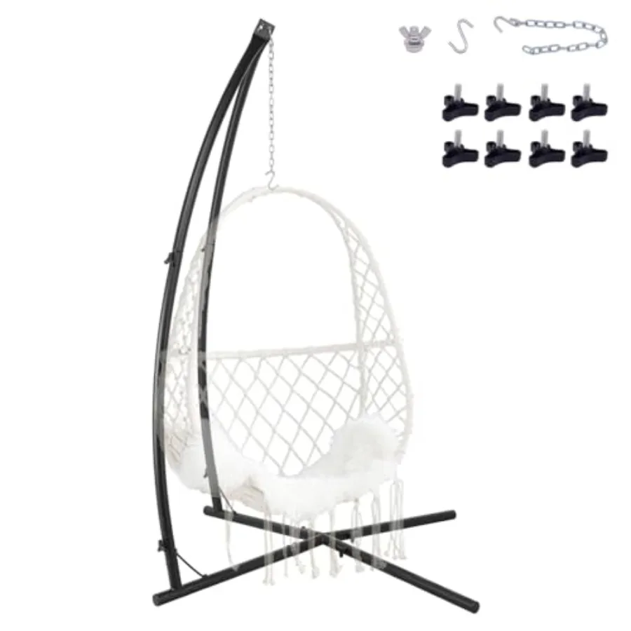 

Подставка для гамака Arlopu, стальная, усиленная, C-образная, для использования в помещении и на улице, для гамака-кокона, с поворотом на 360 градусов, черная