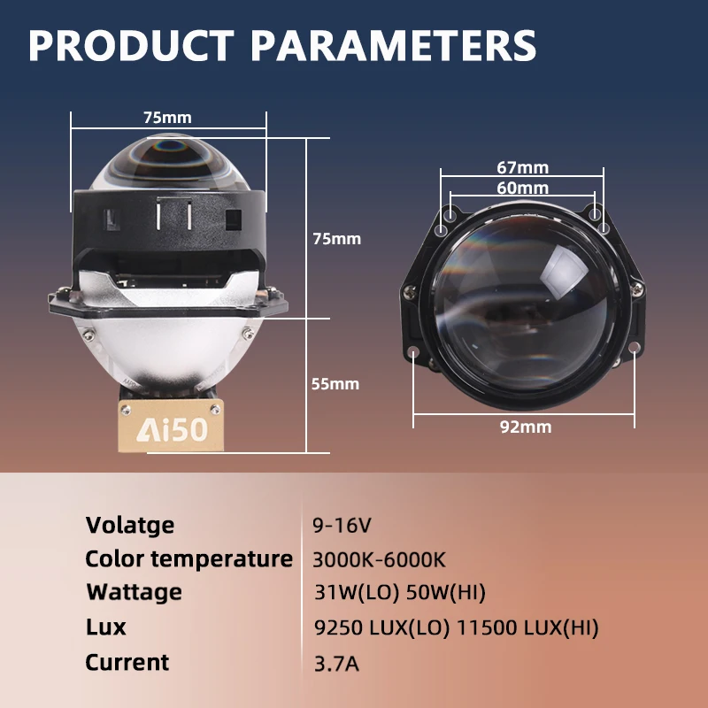 Sanvi Ai50 Bi LED Projector Lens App Bluetooth Control 3000K 4300K 6000K LED Headlight For Car LED Light Retrofit Auto Accessory - Image 4