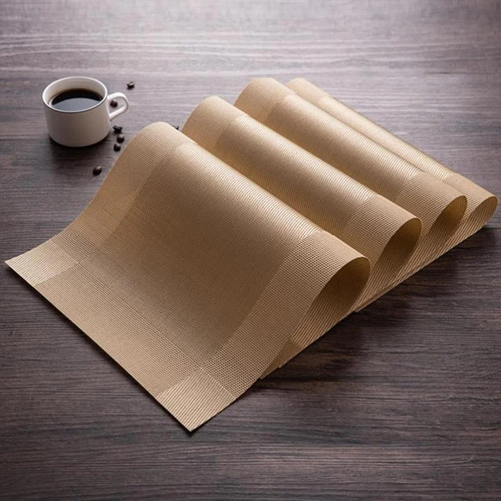 

4Pcs Heat Insulated PVC Table Placemats Waterproof Anti-Slip Dining Mats Scratch Protection Home Coasters Table Placemats