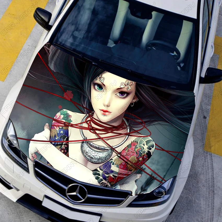 

Car Styling Auto Vinyl Wrap Funny Car Stickers Anime Game Tattoo Sexy Girls Car Hood Color Change Film Printing Sticker