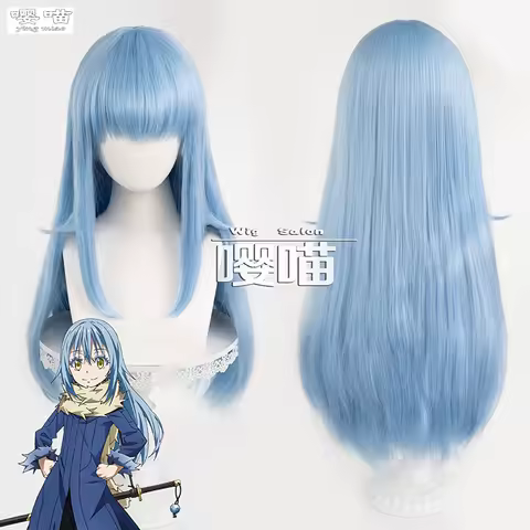 Rimuru Tempest Cosplay Wig Anime That Time I Got Reincarnated As A Slime 70CM Blue Heat Resistant Synthetic Wig Role Play Wigs