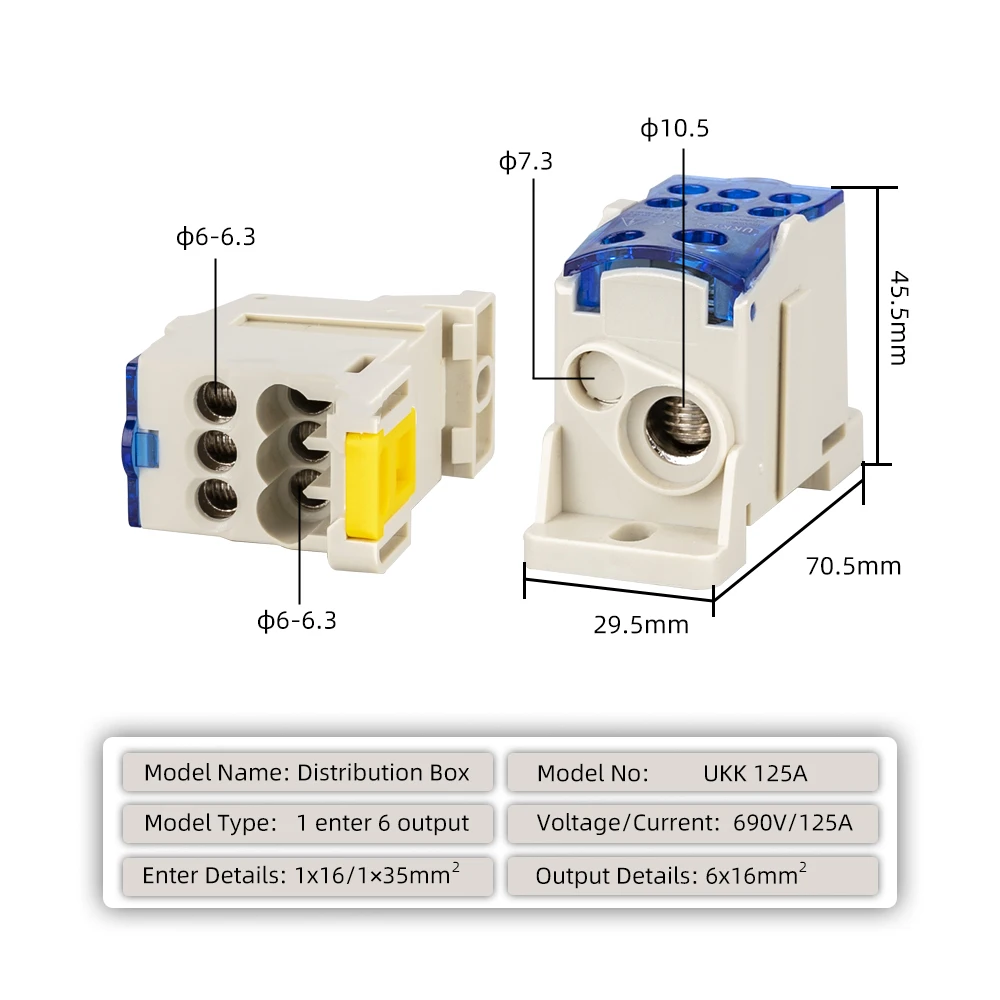 UKK-80A Din صندوق توزيع السكك الحديدية محطة كتلة 1 في العديد من صندوق وصلات الطاقة 80A موصل الأسلاك الكهربائية العالمية