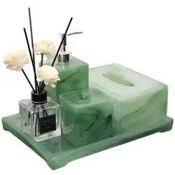 Luxury Green Bathroom Accessories Set Toilet Tissue Box Hand Sanitizer Bottle Soap Dispenser Restroom Decoration Storage Tray To
