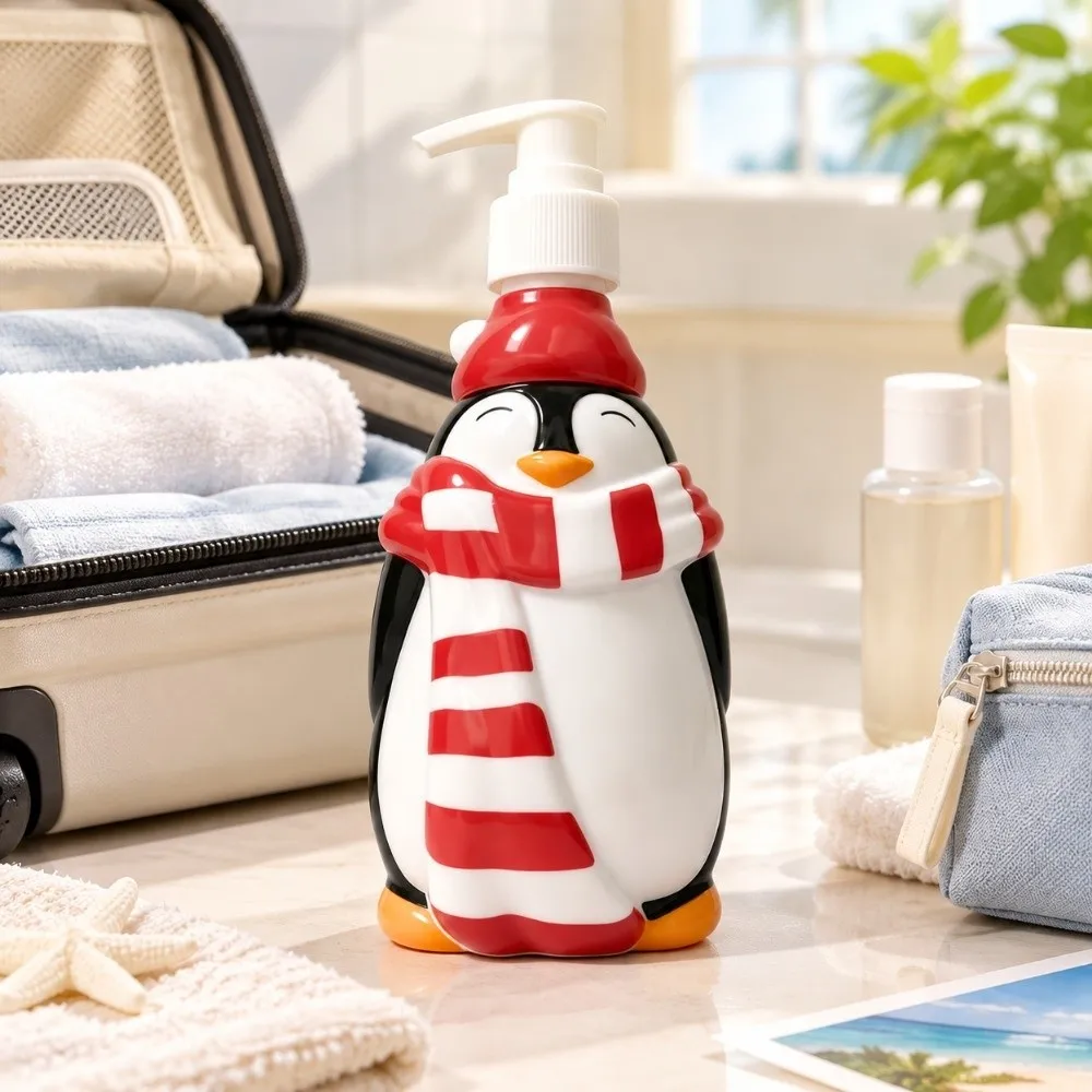 300ml Christmas Pump Bottle Santa Claus Snowman Soap Pump Dispensers Xmas Tree Reusable Cosmetic Container Home