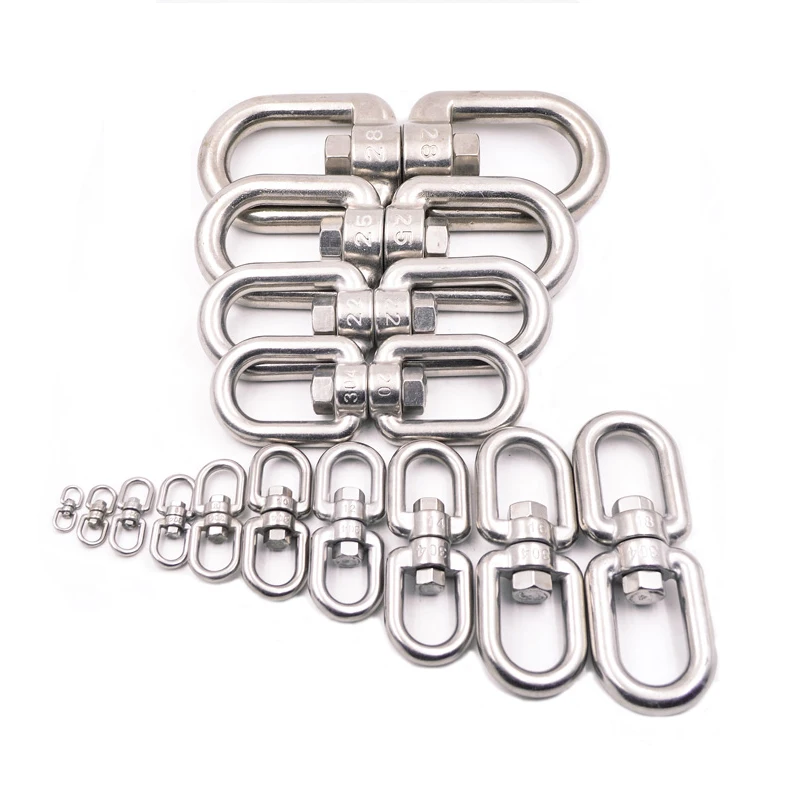 1pcs M3-M20 Double Ended Swivel Hook 304 Stainless Steel Rotation Buckle Swivel Shackle Ring Outdoor Rock Climbing Carabiner