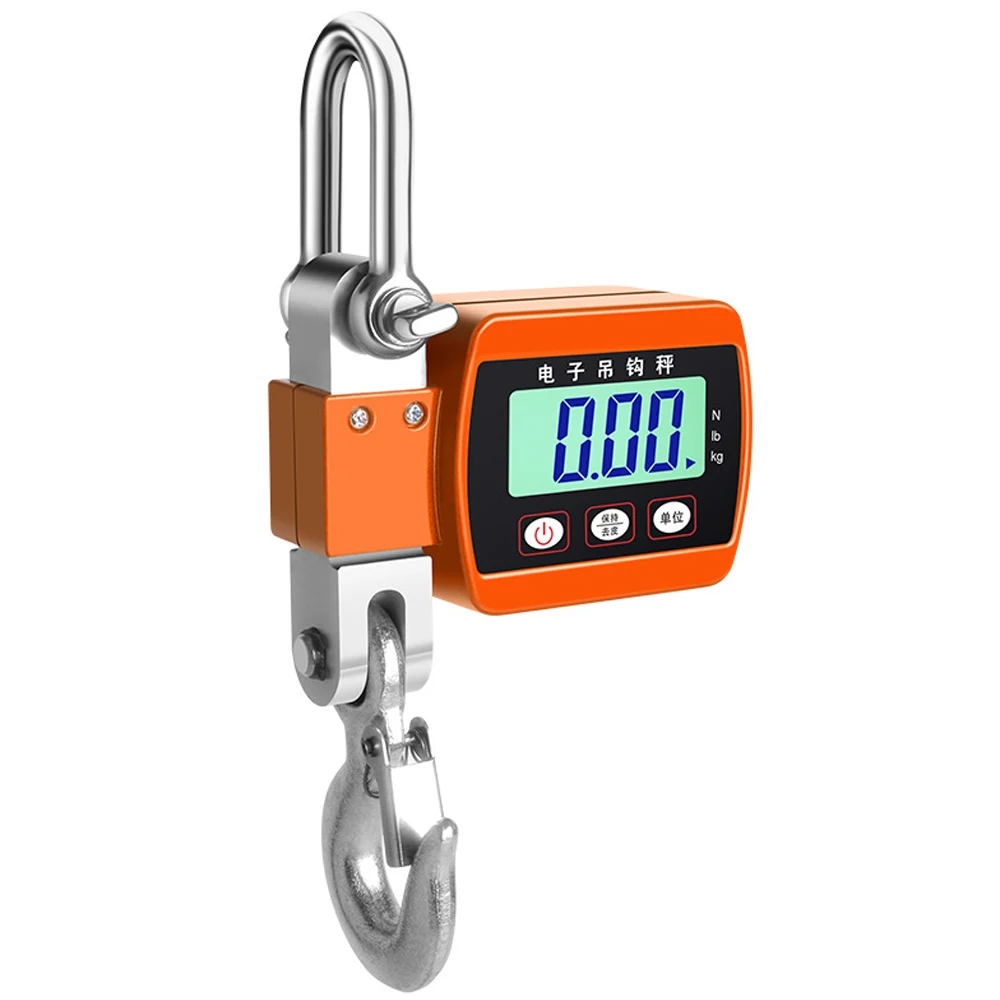 LCD Digital Display Crance Scale 0.05-500kg Portable Industrial Electronic Heavy  Weight Hook Crane with Unit Change Function