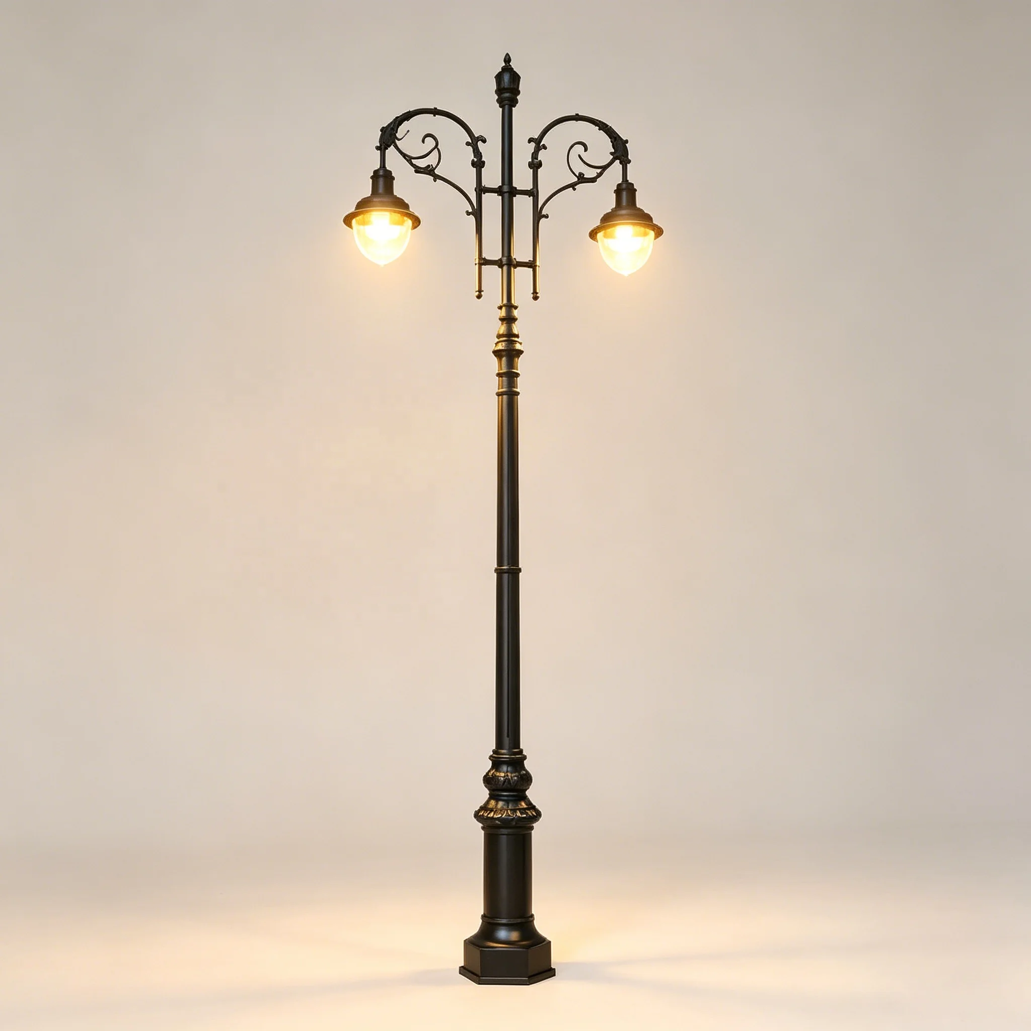 2-Head Aluminum+Cast Iron Electric IP65 LED 30W Lamp Post for Outdoor Garden Paths and Alleys European Style Large Garden Lights