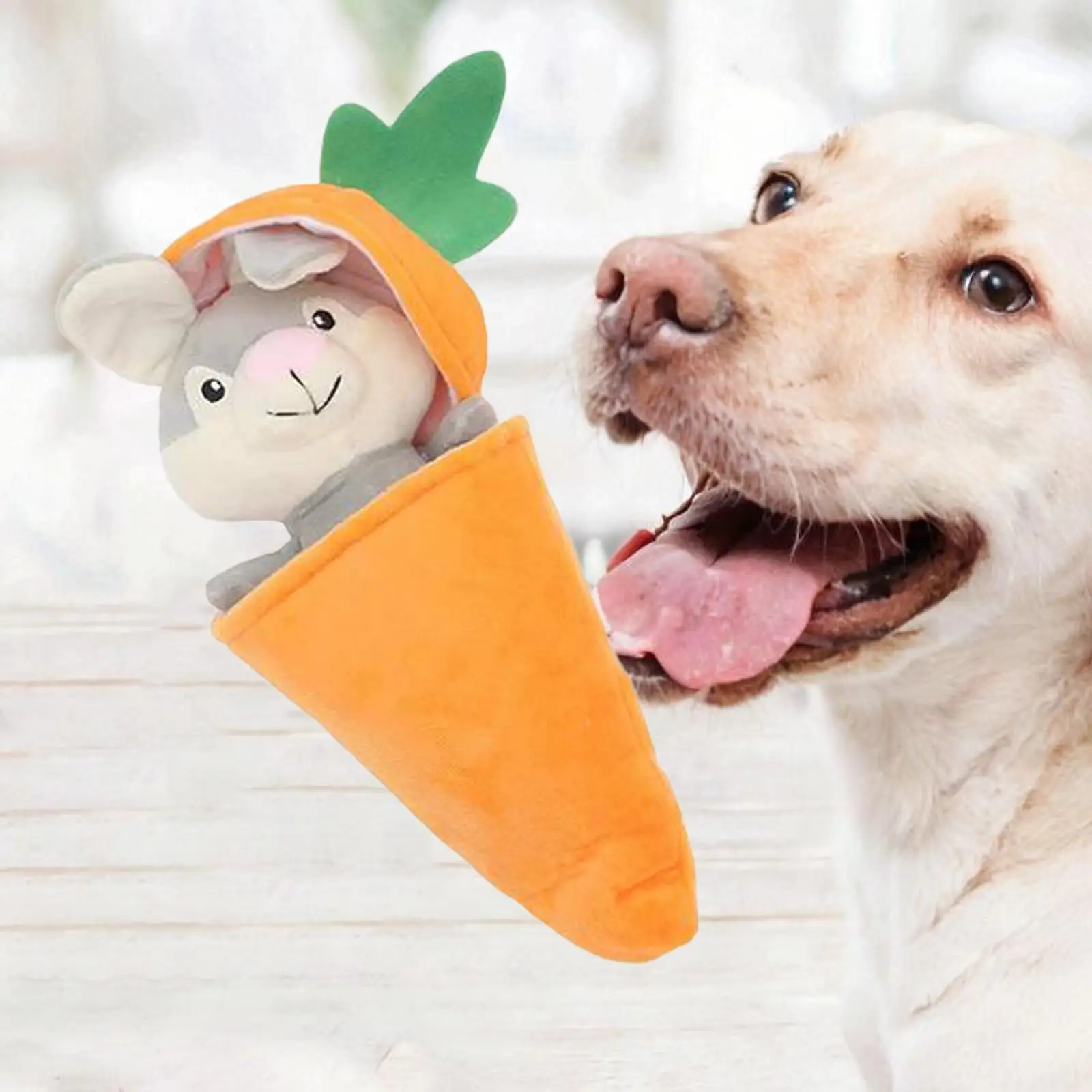 Squeaky Dog Toy 4.72x12.6" Soft Keep Them Busy Pet Supplies Furniture Protection for Small Medium Dogs Carrot Bunny Plush Toy
