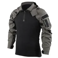 Camisas al aire libre, camiseta de combate de camuflaje, camisa táctica con capucha para hombre, ropa de caza de algodón para Paintball Airsoft resistente al desgaste
