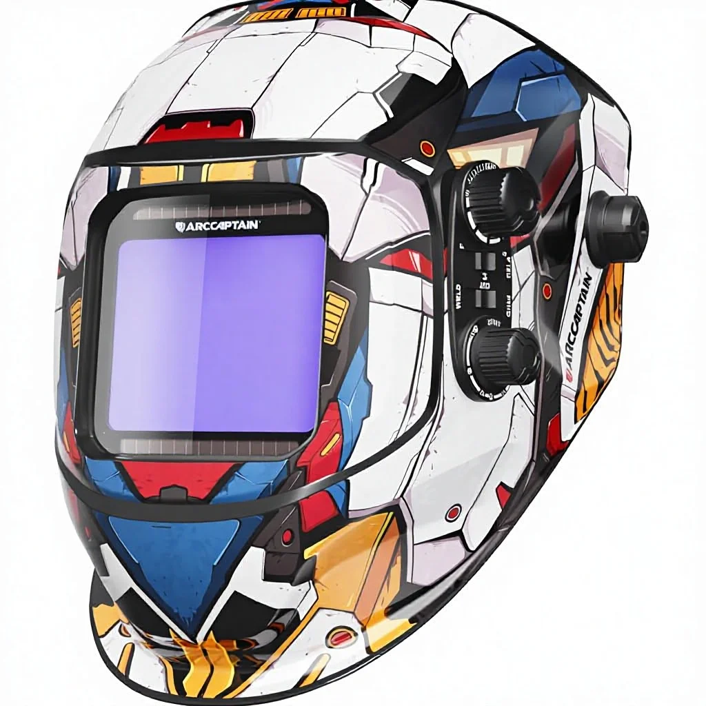 

ARCCAPTAIN Solar Powered Welding Helmet Auto Darkening True Color Lens, Large View for TIG MIG ARC Mobile Fighter