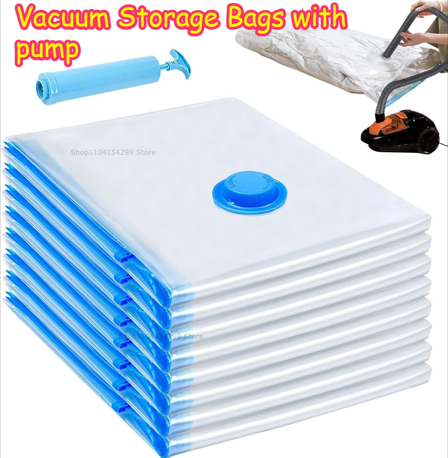 Reusable Travel Clothes Air Vacuum Bags Roll Up Compression Storage Bags for Suitcases Tops Pants Portable Foldable Storage Bags
