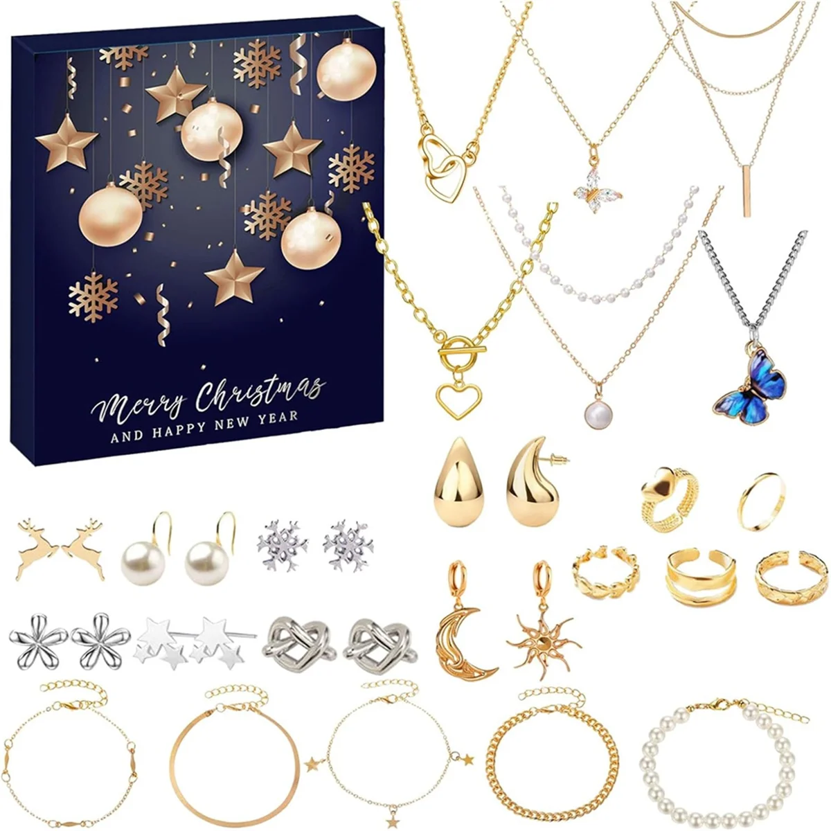 YHYS تقويم القدوم تقويم القدوم تقويم المجوهرات للنساء مع مجموعة مجوهرات نسائية مكونة من 24 مفاجأة #2