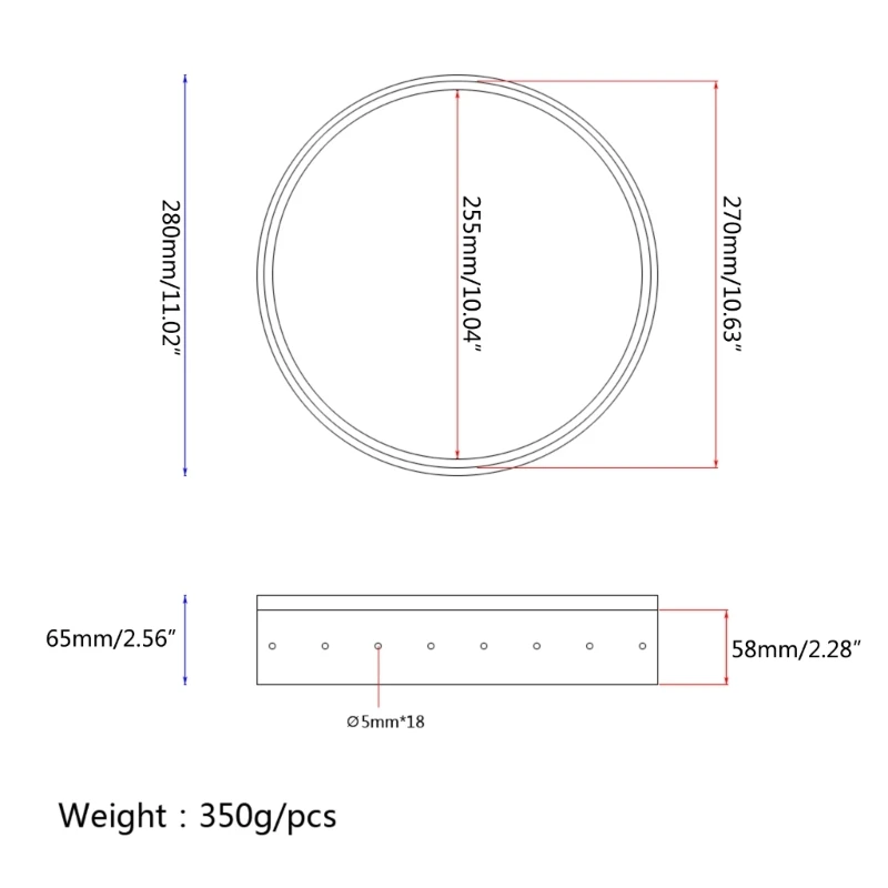 Anello per bordo Banjo in acero Parti per bordo Banjo da 11 pollici Parti per banjo fai da te per uomini donne DropShipping