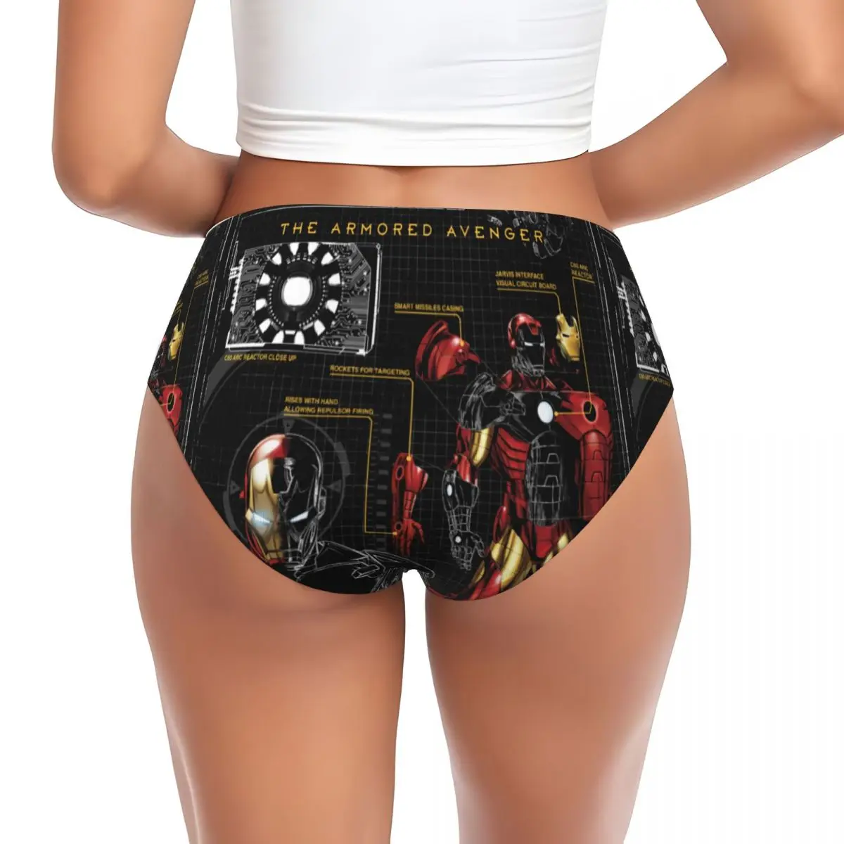 Custom Women Iron Man Armored Schematic Brief Panties Female Breathable Underwear Underpants