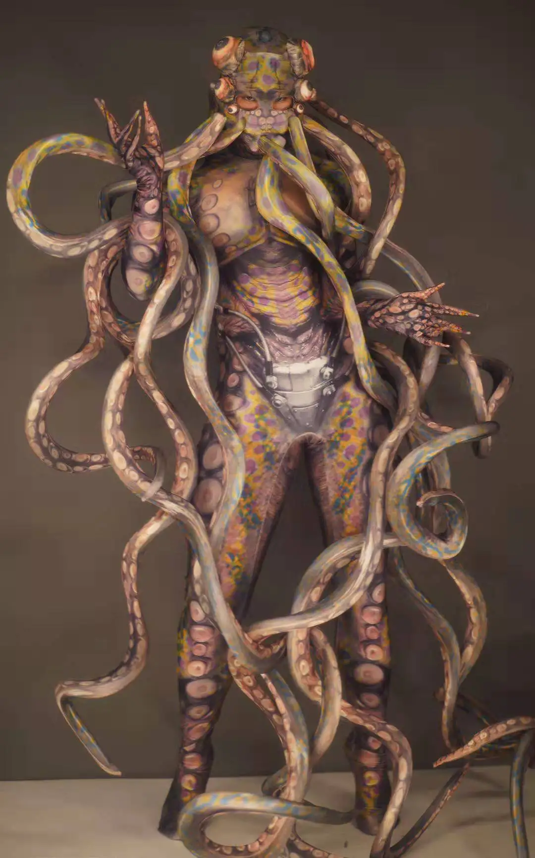 Women Men Tentacle Stage Jumpsuit Halloween Party Terrible Octopus Monster Cosplay Costumes Adult Role Playing Dancer Bodysuit