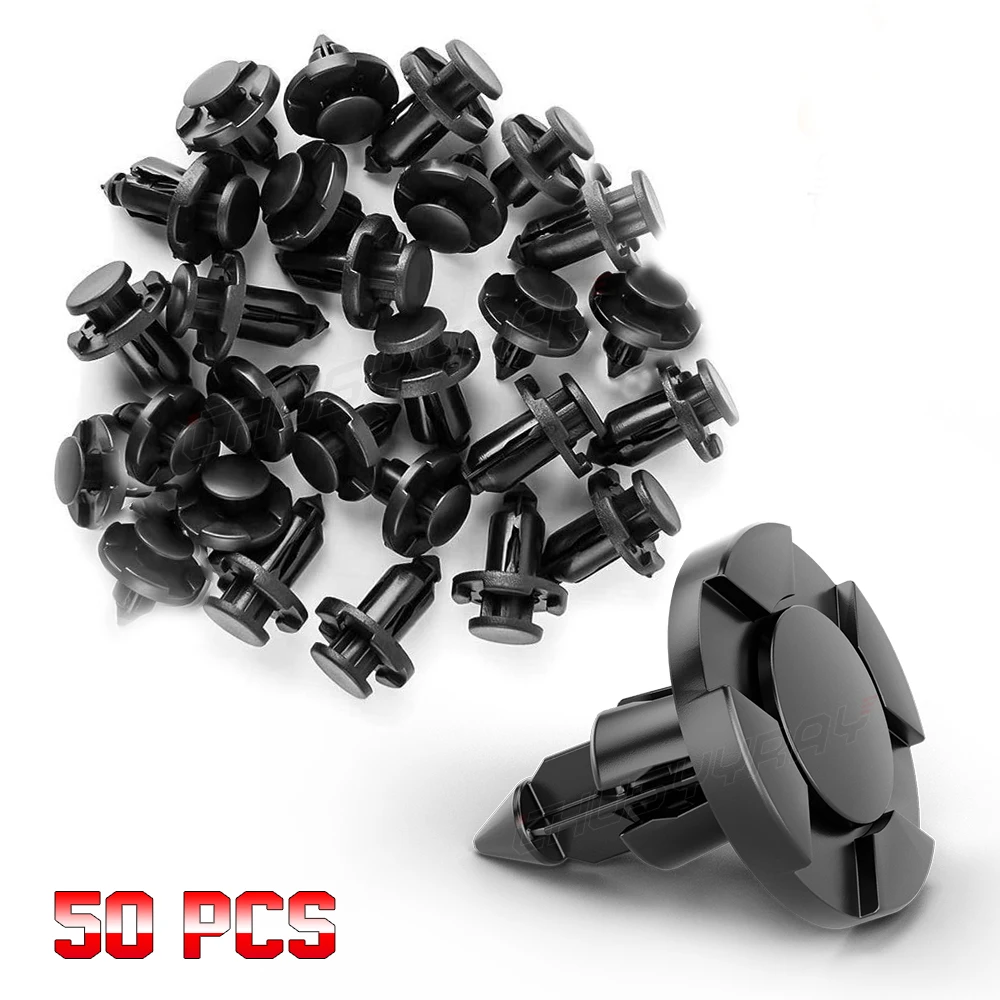 PCVBMLAUT 50PCS Black Plastic Auto Fasteners Rivets Clips Vehicle Car Bumper Door Panel Fender Liner Clips Retainer