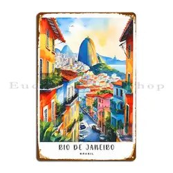 Rio De Janeiro Brasil Colorful Streets Exploring The Vibrant Neighborhoods Of Rio Metal Sign Cinema Kitchen Tin Sign Poster