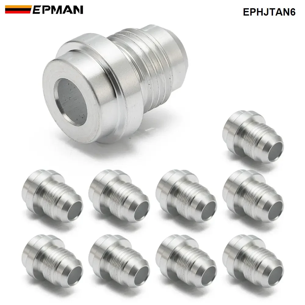 EPMAN 10PCS 6AN Weld On Bung Aluminum Male Flare Weldable Fuel Tank Fitting AN6 Thread Hose Adapter EPHJTAN6