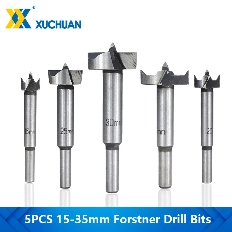 

Wood Drill Bit Set 5pcs 15 20 25 30 35mm Self Centering Hole Saw Cutter Wood Hole Drilling Tools Forstner Drill Bit