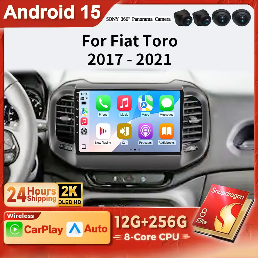 Central Multimídia Android 15 para Fiat Toro 2017-2021 com Tela QLED 2K, GPS, Rádio Automotivo e CarPlay