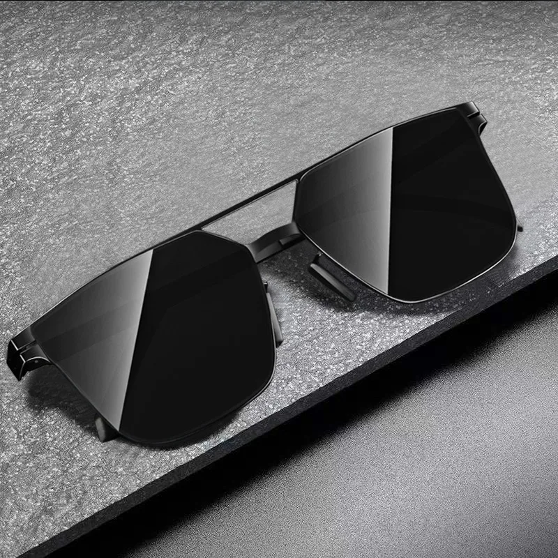 Polarized Sunglasses Men Fashion Square Big Frame Tungsten Titanium Luxury Brand Light Weight Shades Outdoor Car Driving Glasses