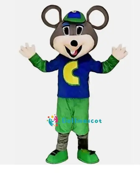 Chuck E.Cheese Mouse Mascote Traje Ternos para Adulto, Personagem De Desenhos Animados, Festa De Halloween